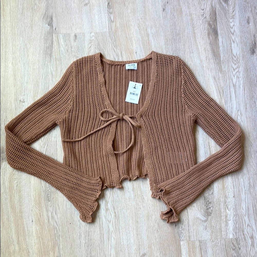 NWT Cropped Tan Cotton:On Cardigan - 2XS